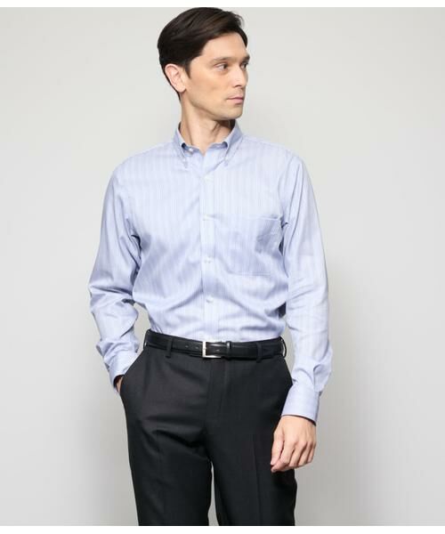 NEWYORKER / ニューヨーカー シャツ・ブラウス | NY CARE FREE マルチストライプ 長袖ボタンダウンシャツ(ブルー)