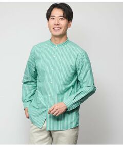 NEWYORKER / ニューヨーカー シャツ・ブラウス | カラーオルタネイトストライプ 長袖 スタンドカラー オーバーサイズシャツ