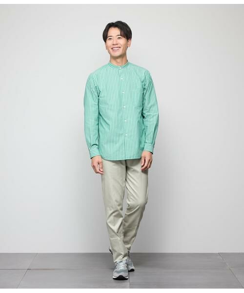 NEWYORKER / ニューヨーカー シャツ・ブラウス | カラーオルタネイトストライプ 長袖 スタンドカラー オーバーサイズシャツ | 詳細5