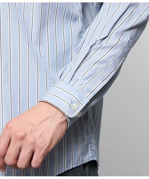 NEWYORKER / ニューヨーカー シャツ・ブラウス | ハケメストライプ 長袖 スタンドカラーオーバーサイズシャツ | 詳細4