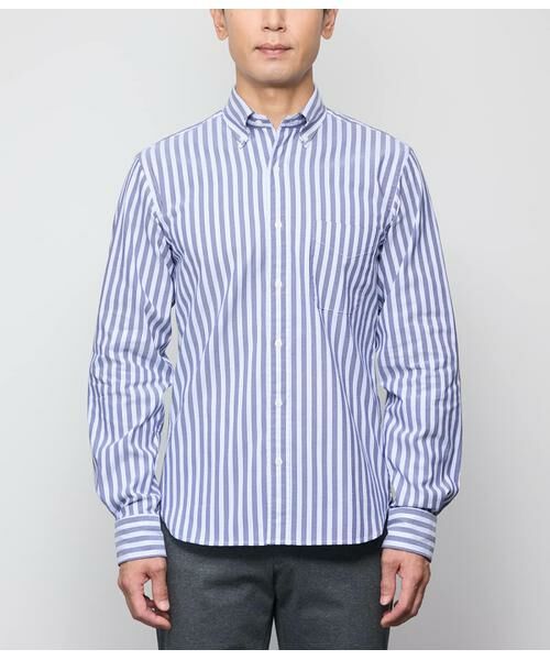 NEWYORKER / ニューヨーカー シャツ・ブラウス | オックス オルタネイトストライプ 長袖ショートボタンダウンシャツ | 詳細1