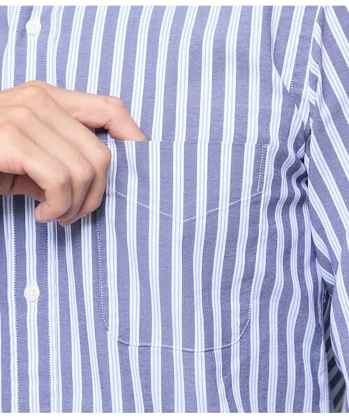 NEWYORKER / ニューヨーカー シャツ・ブラウス | オックス オルタネイトストライプ 長袖ショートボタンダウンシャツ | 詳細3