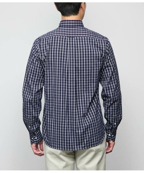 NEWYORKER / ニューヨーカー シャツ・ブラウス | ピケ チェック 長袖ショートボタンダウンシャツ | 詳細2