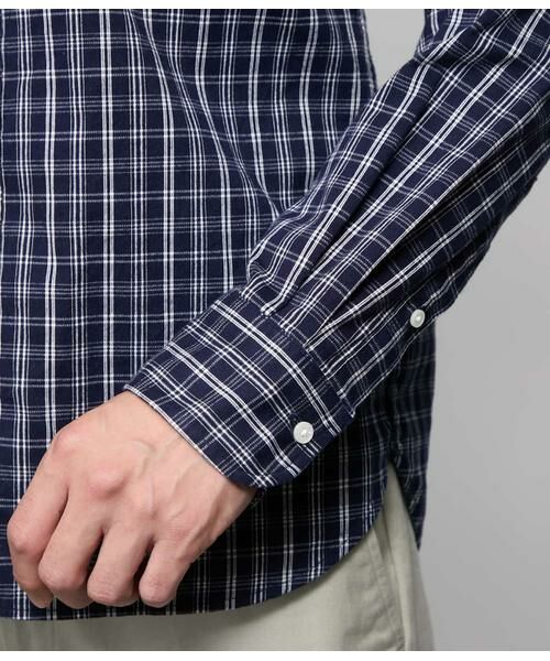 NEWYORKER / ニューヨーカー シャツ・ブラウス | ピケ チェック 長袖ショートボタンダウンシャツ | 詳細4