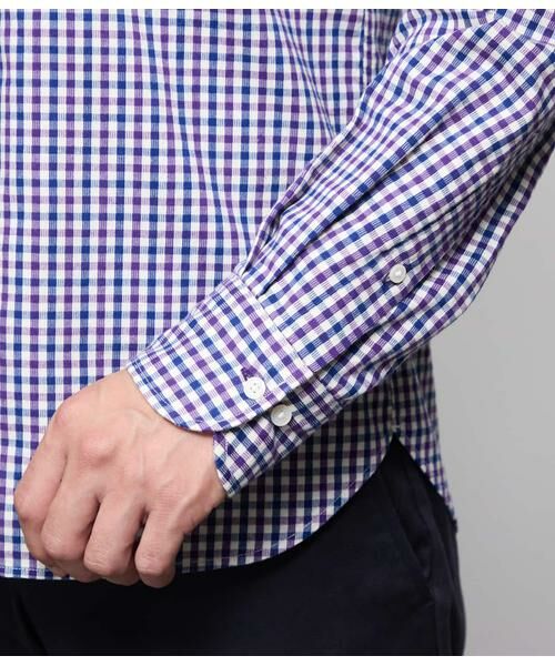 NEWYORKER / ニューヨーカー シャツ・ブラウス | ピケ ギンガムチェック 長袖ショートボタンダウンシャツ | 詳細4