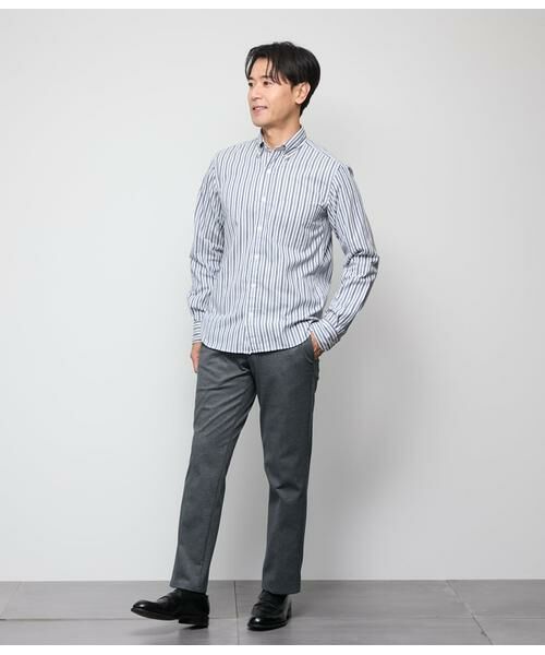 NEWYORKER / ニューヨーカー シャツ・ブラウス | ピケ ストライプ 長袖ショートボタンダウンシャツ | 詳細10