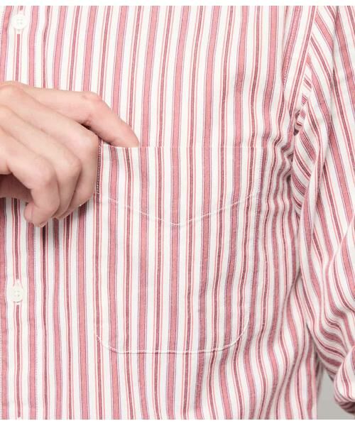 NEWYORKER / ニューヨーカー シャツ・ブラウス | ピケ ストライプ 長袖ショートボタンダウンシャツ | 詳細3