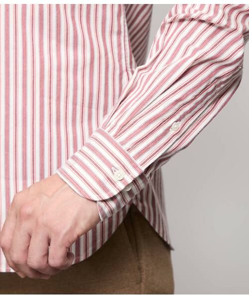 NEWYORKER / ニューヨーカー シャツ・ブラウス | ピケ ストライプ 長袖ショートボタンダウンシャツ | 詳細4