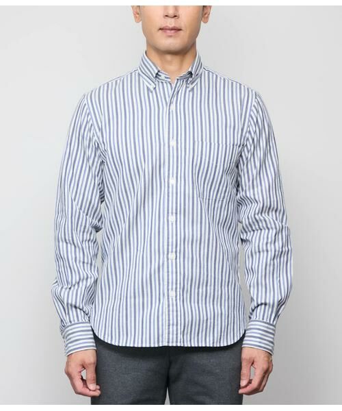NEWYORKER / ニューヨーカー シャツ・ブラウス | ピケ ストライプ 長袖ショートボタンダウンシャツ | 詳細9