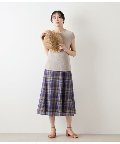 新品 NEWYORKER ニューヨーカー リネン混フレアスカート M ブラウン系 新品 NEWYORKER ニューヨーカー リネン混フレアスカート M