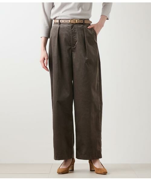 NEWYORKER / ニューヨーカー チノ・ワークパンツ | ライトコール ワイドパンツ(グレー)