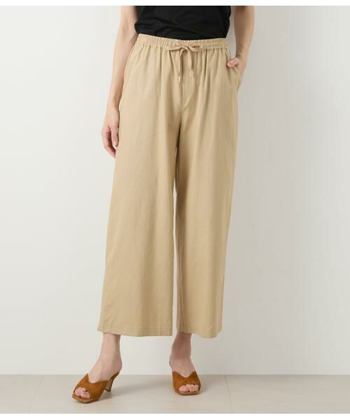 NEWYORKER / ニューヨーカー チノ・ワークパンツ | リネン混プレーンウィーブ ドロストイージーパンツ | 詳細1