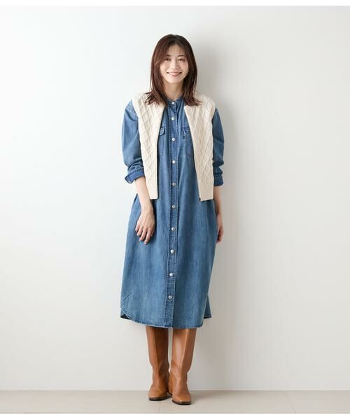 NEWYORKER / ニューヨーカー ミニ丈・ひざ丈ワンピース | EDWIN 6.5オンス デニムシャツワンピース | 詳細11