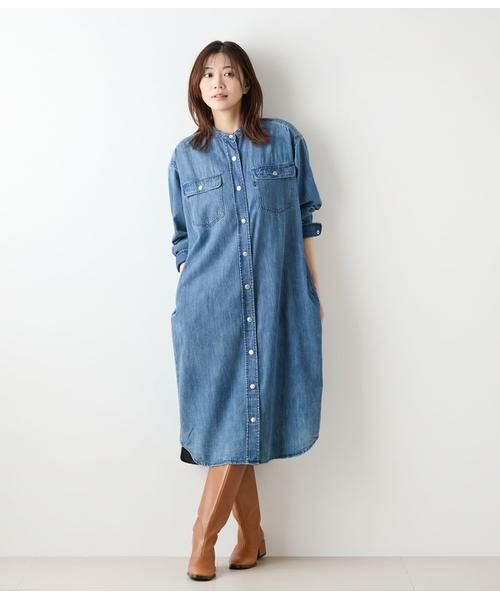 NEWYORKER / ニューヨーカー ミニ丈・ひざ丈ワンピース | EDWIN 6.5オンス デニムシャツワンピース | 詳細9