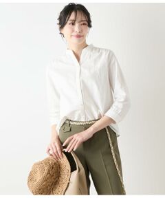 NEWYORKER / ニューヨーカー シャツ・ブラウス | コットンリネンドビーストライプ 7分袖スキッパーブラウス