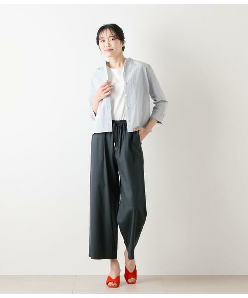 NEWYORKER / ニューヨーカー シャツ・ブラウス | コットンリネンドビーストライプ 7分袖スキッパーブラウス | 詳細4