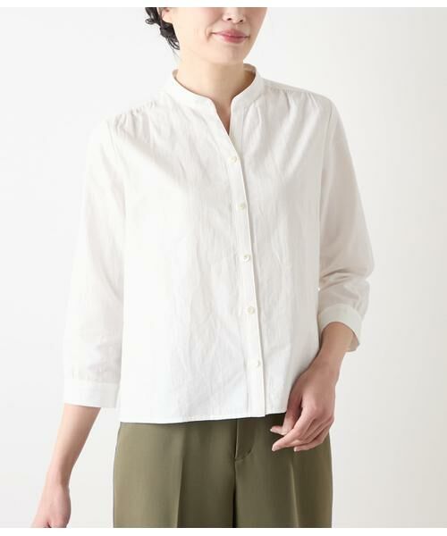 NEWYORKER / ニューヨーカー シャツ・ブラウス | コットンリネンドビーストライプ 7分袖スキッパーブラウス | 詳細6