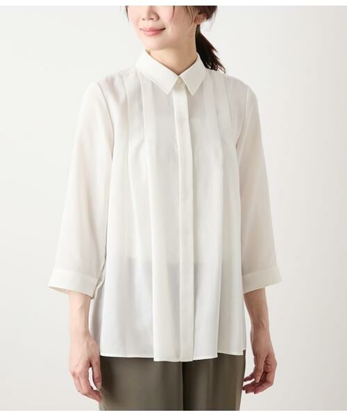 NEWYORKER / ニューヨーカー シャツ・ブラウス | スパンビエラ 7分袖タックシャツ | 詳細5
