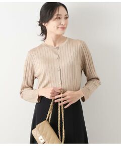 NEWYORKER / ニューヨーカー カーディガン・ボレロ | ヴィスコースポリエステル ワイドリブ9分袖クル―ネックカーディガン