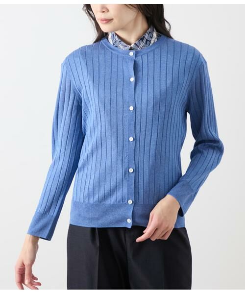 NEWYORKER / ニューヨーカー カーディガン・ボレロ | ヴィスコースポリエステル ワイドリブ9分袖クル―ネックカーディガン | 詳細1