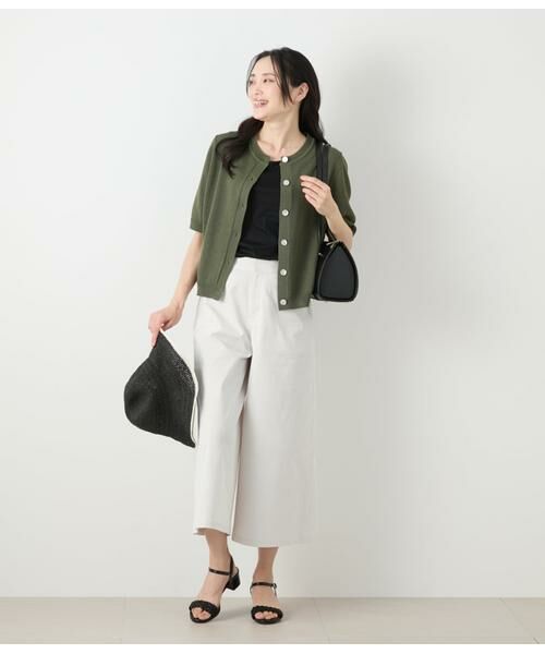 NEWYORKER / ニューヨーカー カーディガン・ボレロ | リネンライクワッフル クルーネック5分袖カーディガン | 詳細5