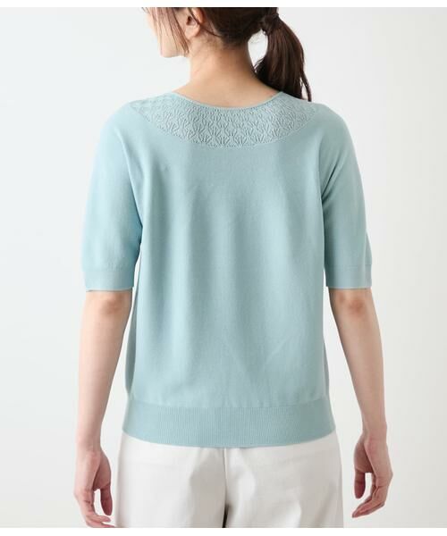 NEWYORKER / ニューヨーカー ニット・セーター | TCホールガーメント(R)  求心透かし柄5分袖プルオーバー | 詳細2