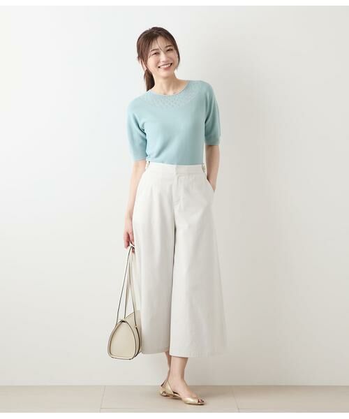 NEWYORKER / ニューヨーカー ニット・セーター | TCホールガーメント(R)  求心透かし柄5分袖プルオーバー | 詳細4