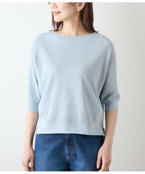 NEWYORKER / ニューヨーカー ニット・セーター | TCラメホールガーメント(R) クルーネック7分袖プルオーバー | 詳細1