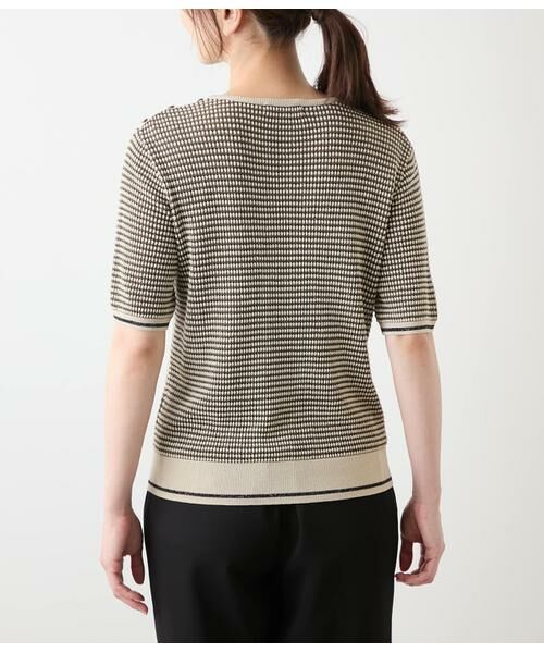 NEWYORKER / ニューヨーカー ニット・セーター | ラメミジンボーダー 5分袖クルーネックプルオーバー | 詳細2