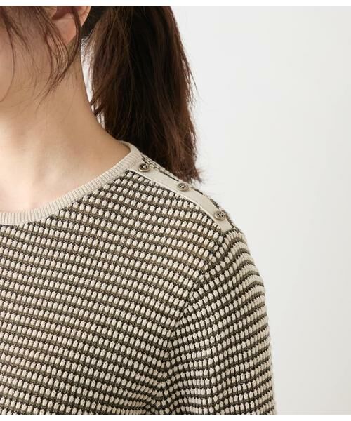 NEWYORKER / ニューヨーカー ニット・セーター | ラメミジンボーダー 5分袖クルーネックプルオーバー | 詳細3