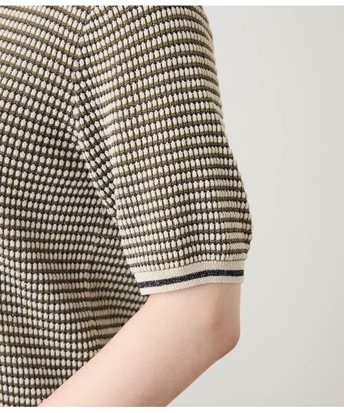 NEWYORKER / ニューヨーカー ニット・セーター | ラメミジンボーダー 5分袖クルーネックプルオーバー | 詳細4