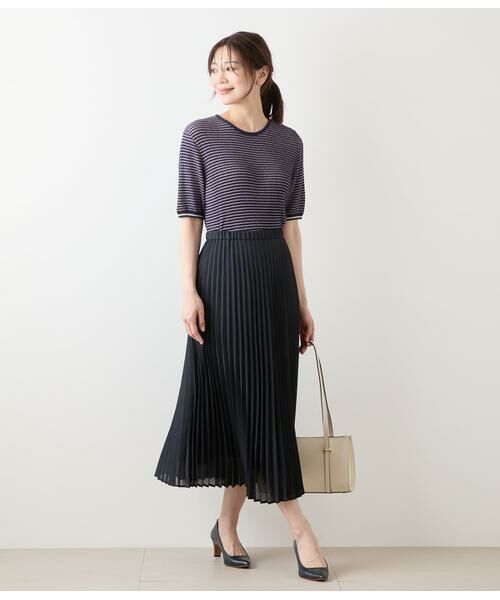 NEWYORKER / ニューヨーカー ニット・セーター | ラメミジンボーダー 5分袖クルーネックプルオーバー | 詳細8