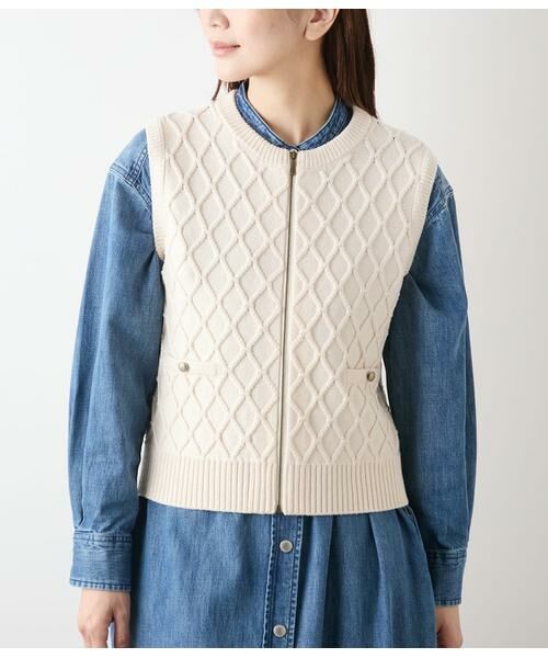 NEWYORKER / ニューヨーカー ベスト | ウール混リリヤーン ダイヤ柄ニットベスト | 詳細1