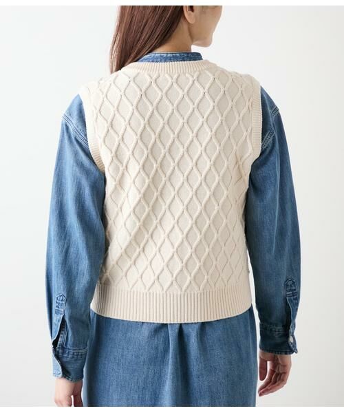 NEWYORKER / ニューヨーカー ベスト | ウール混リリヤーン ダイヤ柄ニットベスト | 詳細2