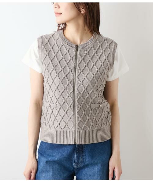 NEWYORKER / ニューヨーカー ベスト | ウール混リリヤーン ダイヤ柄ニットベスト | 詳細5