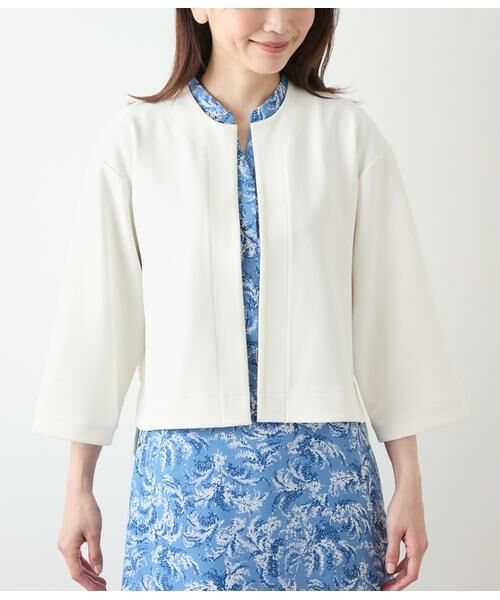 NEWYORKER / ニューヨーカー カットソー | ジョーゼットダンボール 7分袖着流しカーディガン | 詳細1