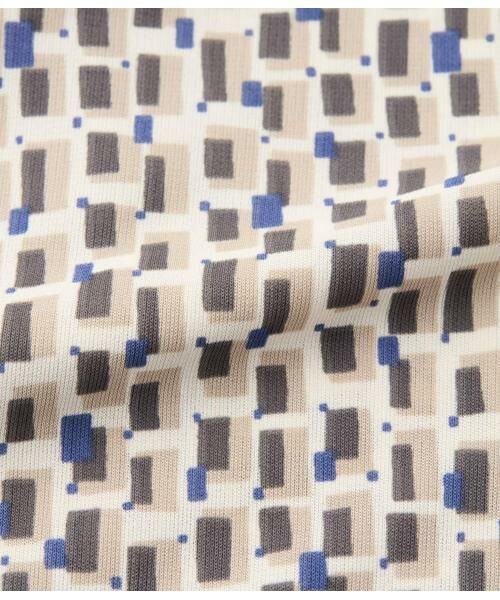 NEWYORKER / ニューヨーカー ミニ丈・ひざ丈ワンピース | ポリエステル強撚スムース 幾何学プリント フレンチスリーブワンピース | 詳細8