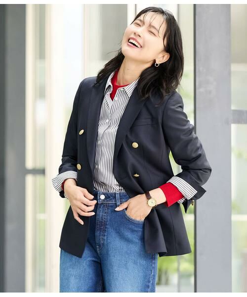 NEWYORKER / ニューヨーカー テーラードジャケット | PREMIUM CLOTH Beyond ダブルブレストブレザー(ネイビー)