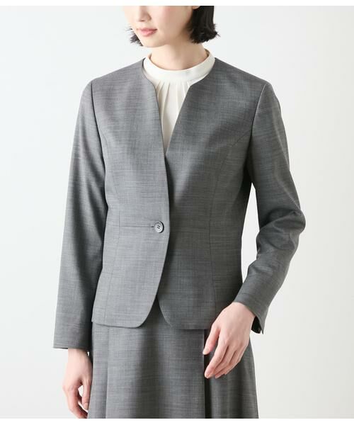 NEWYORKER / ニューヨーカー テーラードジャケット | ウールシルクピンヘッド ノーカラー1釦ジャケット | 詳細1