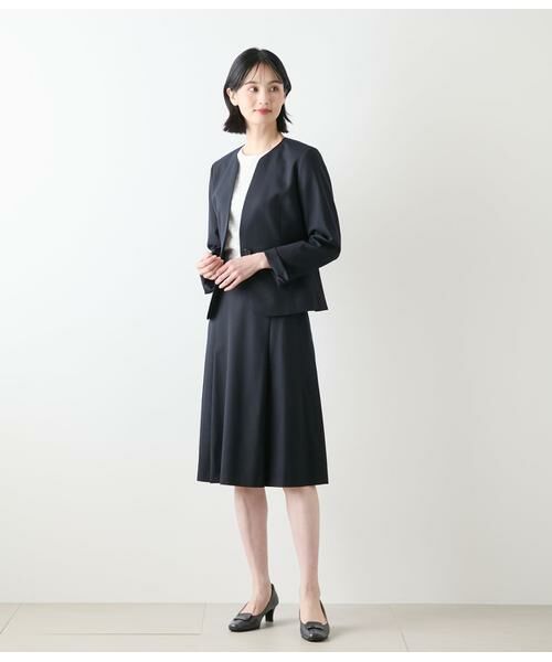 NEWYORKER / ニューヨーカー ミニ・ひざ丈スカート | ウールシルクピンヘッド タックスカート | 詳細8