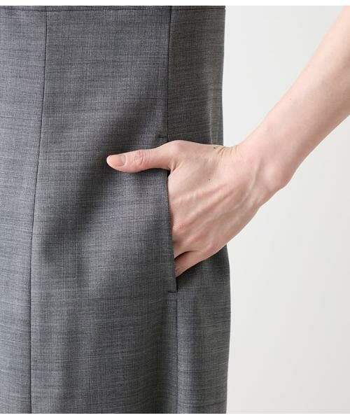 NEWYORKER / ニューヨーカー ミニ丈・ひざ丈ワンピース | ウールシルクピンヘッド パネルウエスト切替えワンピース | 詳細4