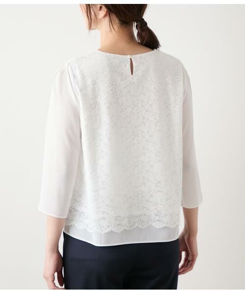 NEWYORKER / ニューヨーカー カットソー | TR天竺フラワーレース 7分袖プルオーバー | 詳細2