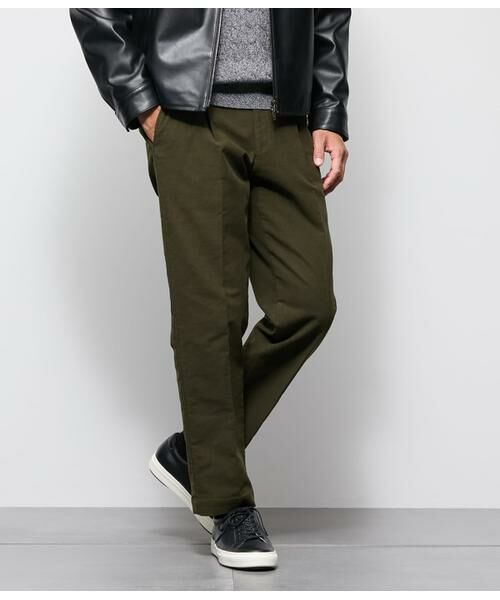 NEWYORKER/ニューヨーカー モールスキン プレミアムスエード ワンタックパンツ カーキグリーン XL