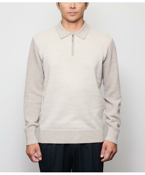 NEWYORKER / ニューヨーカー ニット・セーター | 襟付きハーフジップニット | 詳細1