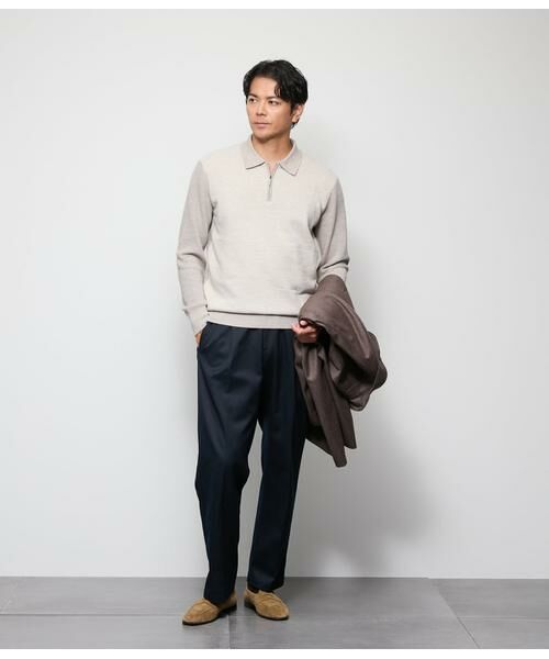 NEWYORKER / ニューヨーカー ニット・セーター | 襟付きハーフジップニット | 詳細5