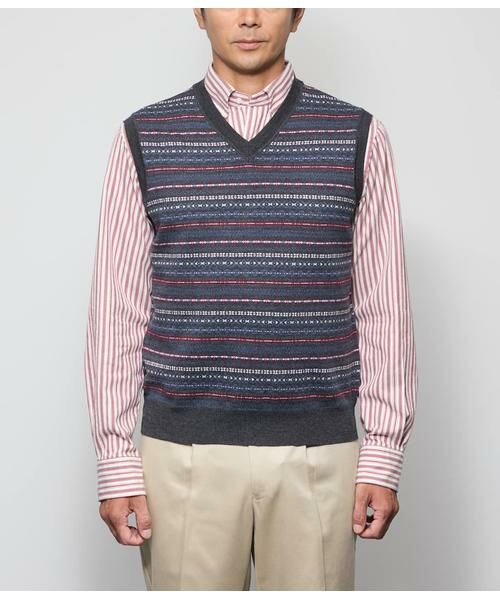 NEWYORKER / ニューヨーカー ベスト | フェアアイル プルオーバー Vネックニットベスト | 詳細1