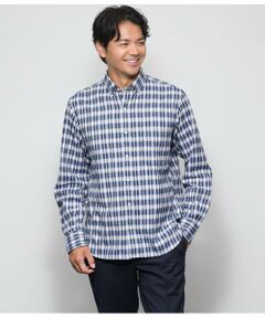 NEWYORKER / ニューヨーカー シャツ・ブラウス | 起毛 ネルグラデーションチェック 長袖ショートボタンダウンシャツ