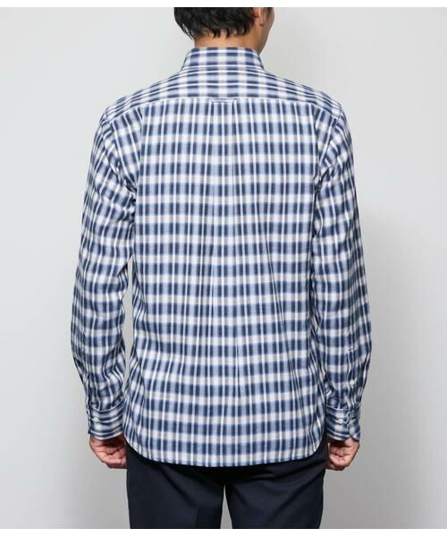 NEWYORKER / ニューヨーカー シャツ・ブラウス | 起毛 ネルグラデーションチェック 長袖ショートボタンダウンシャツ | 詳細2