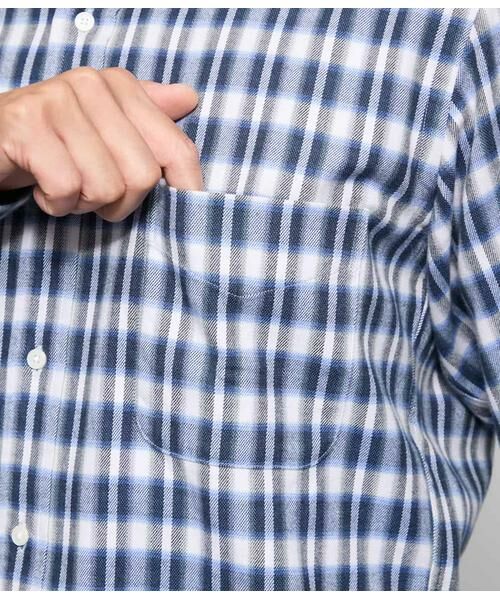 NEWYORKER / ニューヨーカー シャツ・ブラウス | 起毛 ネルグラデーションチェック 長袖ショートボタンダウンシャツ | 詳細3