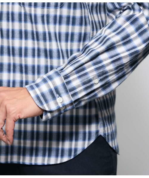 NEWYORKER / ニューヨーカー シャツ・ブラウス | 起毛 ネルグラデーションチェック 長袖ショートボタンダウンシャツ | 詳細4